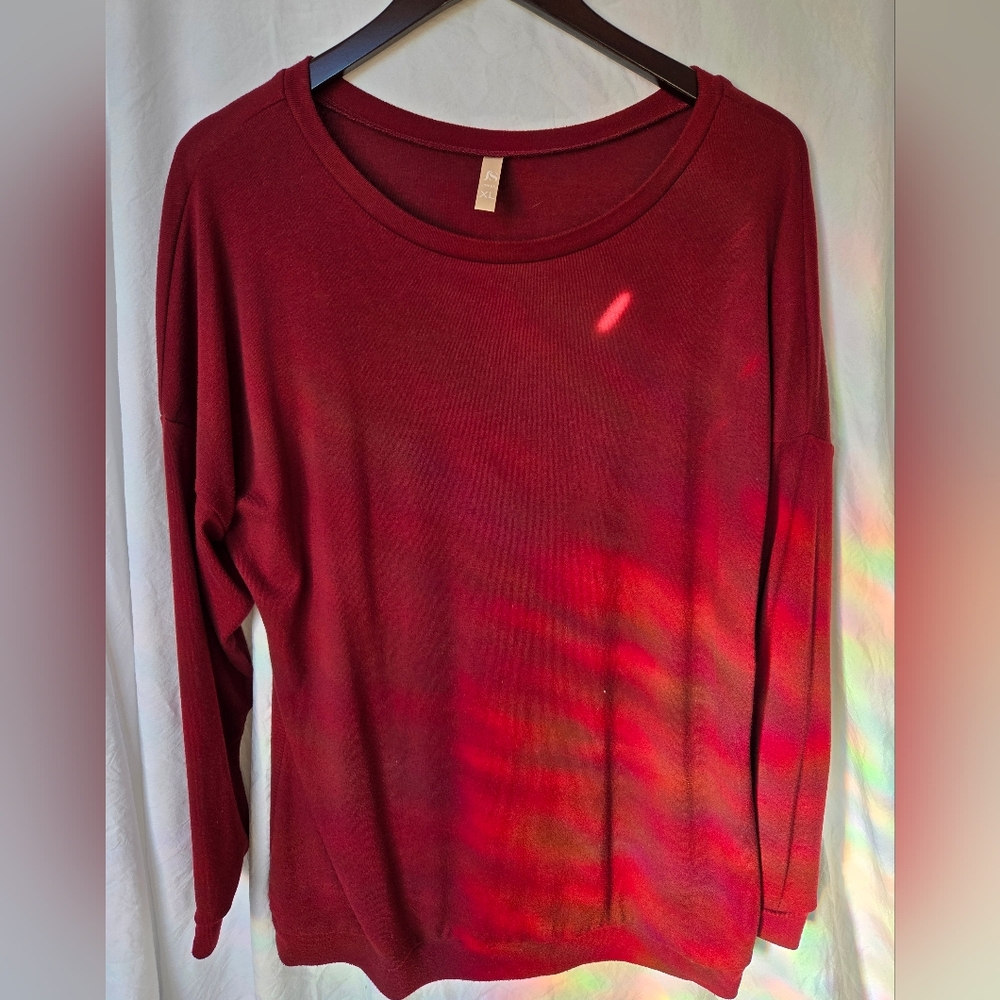 Women's Red Loose Fit Long Sleeve Top